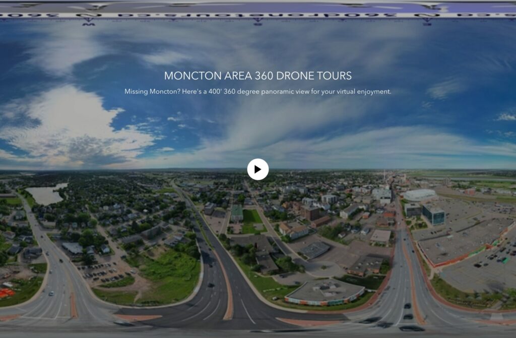 This is a flatten version of a 360 degree panoramic photo called an equirectangular of Mina St in Moncton looking towards Dieppe